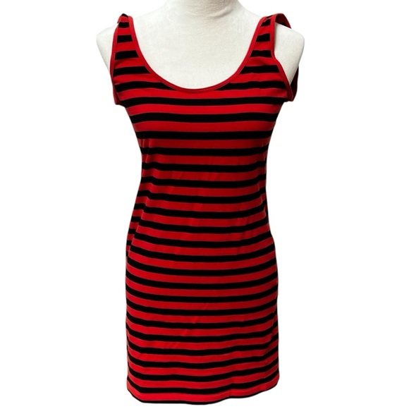 Tee Shop Black and Red Stripe Tank Dress Medium - Picture 1 of 6